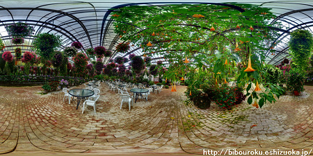 加茂菖蒲園 温室 パノラマ写真　(2)露出合成　360°×180°