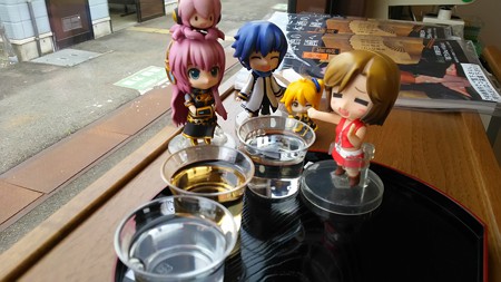 それでは飲み比べいきます♪ 左側から、「吟田川」、「北雪梅酒」、...